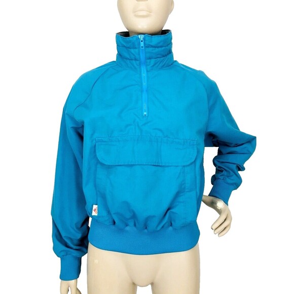 Vintage 70s Columbia Teal High Collar Pullover Pouch Jacket Adult Medium - Picture 1 of 6